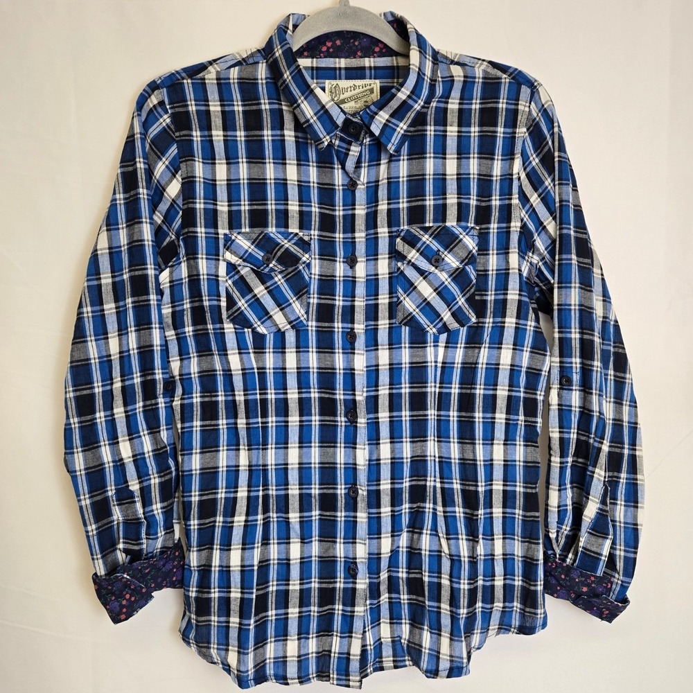 Overdrive Clothing 100% Cotton Tartan‎ Plaid Button-Down, Western Cowgirl Medium - Picture 3 of 9